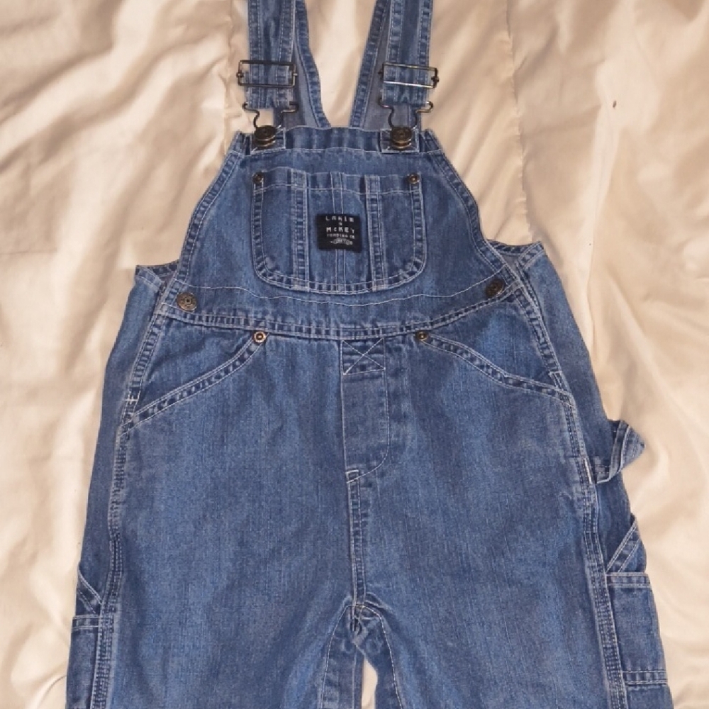 L.L. Bean Kids Denim Bib Overalls in Blue